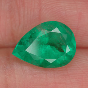 Esmeralda verde natural de 2,22 ct, en forma de pera, VS-SI
