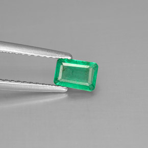 Esmeralda verde natural de 0,44 ct, corte esmeralda, SI-I1