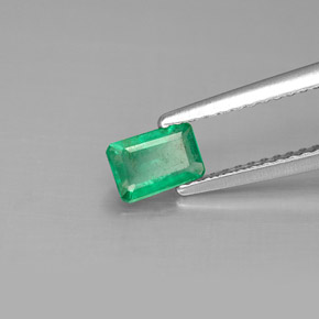 Esmeralda verde natural de 0,44 ct, corte esmeralda, SI-I1