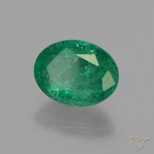 Esmeralda Verde frío natural de 1.61 ct, Ovalada, SI