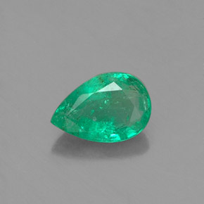 Esmeralda verde natural de 0,34 ct, en forma de pera, SI-I1