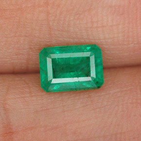 Esmeralda verde natural de 0,97 ct, corte esmeralda, I1