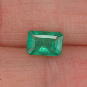 Esmeralda verde natural de 0,49 ct, corte esmeralda, SI-I1