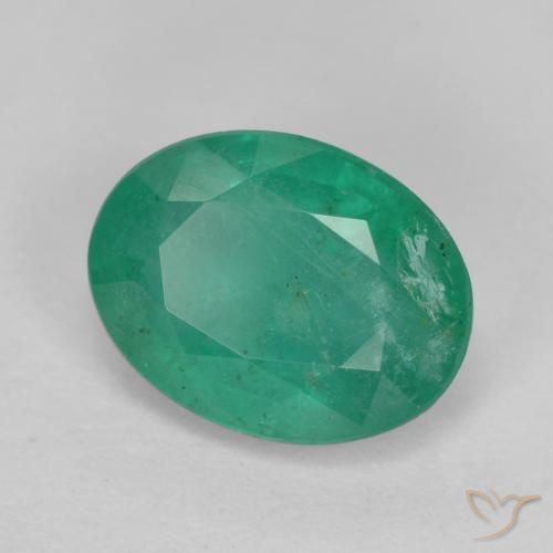 Esmeralda Verde azulado natural de 1.14 ct, Ovalada, SI-I1