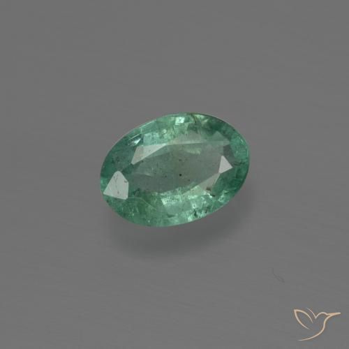 Esmeralda Verde azul natural de 0.64 ct, Ovalada, SI