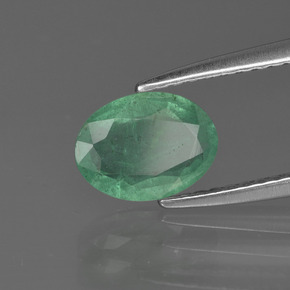 Esmeralda Verde claro medio natural de 1.00 ct, Corte Óvalo, SI
