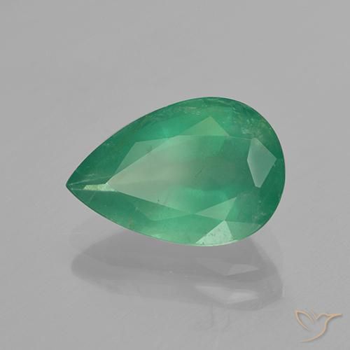 Esmeralda Verde medio natural de 3.04 ct, En forma de pera, SI