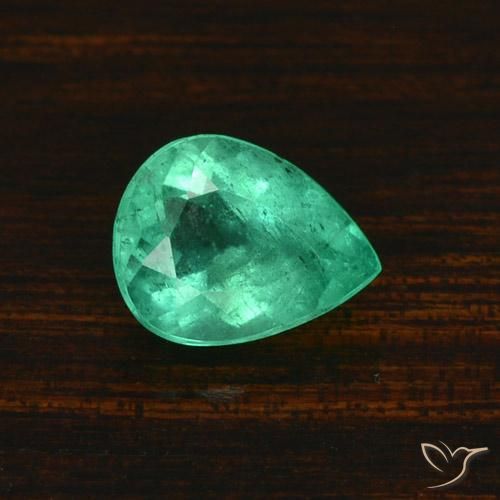 1.58ct Natural Verde frío Esmeralda, En forma de pera, SI-I1