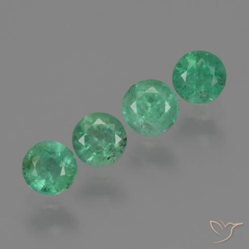 Gemas de Esmeralda Verde pistacho natural de 0.87 ct, Redondo, SI-I1