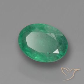Esmeralda Verde frío natural de 0.88 ct, Ovalada, SI-I1