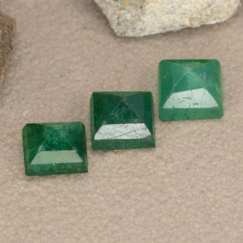 Gemas de Esmeralda Verde medio natural de 1.04 ct, Cuadrado, VS-SI