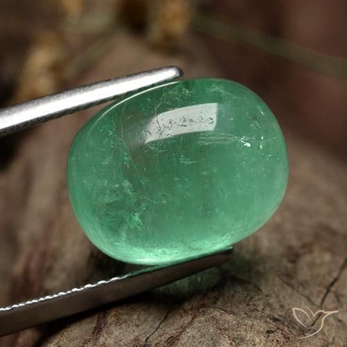 Esmeralda Verde claro natural de 9.62 ct, Ovalada, Translúcido