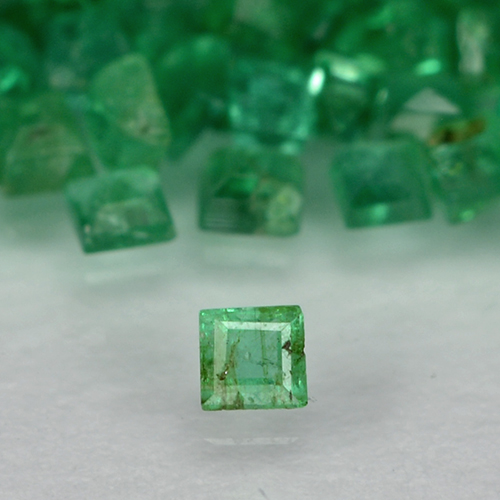 Gemas de esmeralda verde natural de 2,08 ct, cuadrado, SI