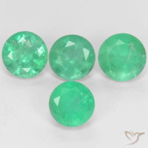 Gemas de Esmeralda Verde jade natural de 0.73 ct, Redondo, SI-I1