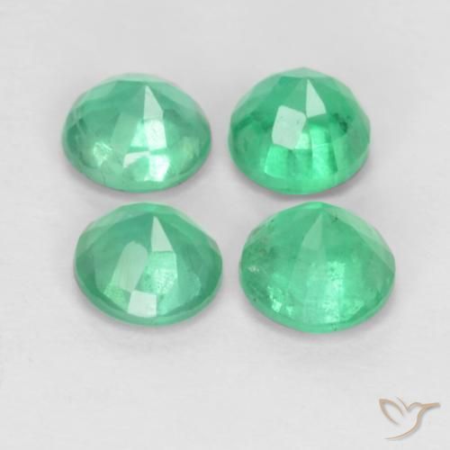 Gemas de Esmeralda Verde jade natural de 0.73 ct, Redondo, SI-I1