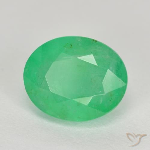 Esmeralda Verde amarillento natural de 2.41 ct, Ovalada, SI-I1