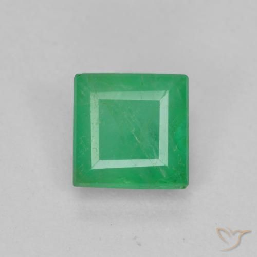 Esmeralda Verde cálido natural de 0.53 ct, Cuadrado, SI-I1