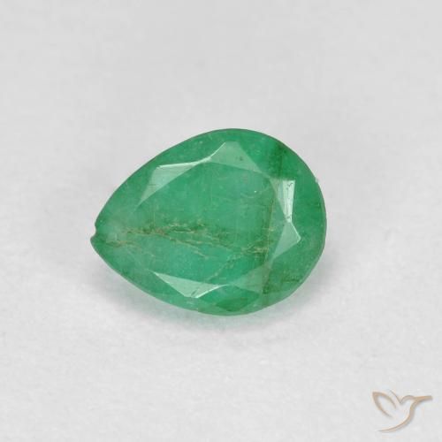 Esmeralda Verde claro medio natural de 0.41 ct, En forma de pera, SI-I1