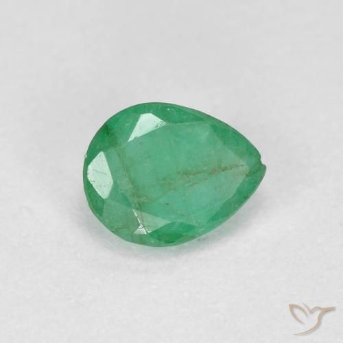 Esmeralda Verde claro medio natural de 0.41 ct, En forma de pera, SI-I1