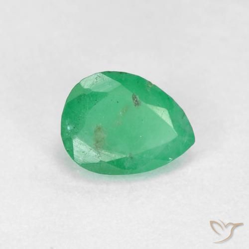 Esmeralda Verde claro natural de 0.44 ct, En forma de pera, SI-I1