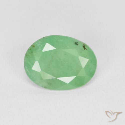 0.66ct Natural Verde claro Esmeralda, Ovalada, SI-I1