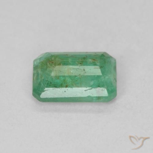 Esmeralda verde frío claro natural de 0,88 ct, corte esmeralda, SI