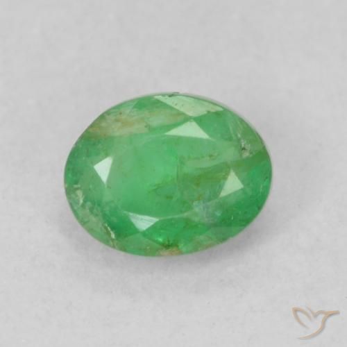 0.35ct Natural Verde amarillento Esmeralda, Ovalada, SI