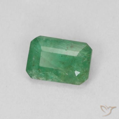 Esmeralda Verde medio natural de 0.48 ct, corte esmeralda, SI-I1