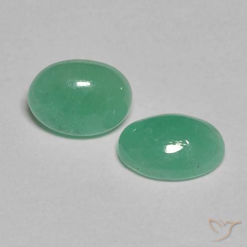Gemas de Esmeralda Verde claro medio natural de 1.08 ct, Ovalada, Translúcido