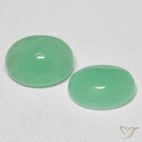 Gemas de Esmeralda Verde helecho natural de 0.99 ct, Ovalada, Translúcido