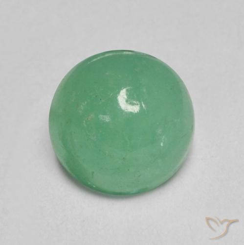 Esmeralda Verde frío claro natural de 1.27 ct, Redondo, Translúcido