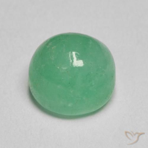 Esmeralda Verde frío claro natural de 1.27 ct, Redondo, Translúcido