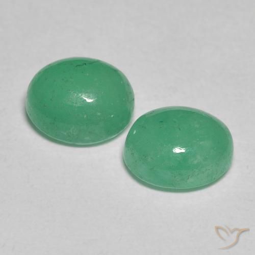 Gemas de Esmeralda Verde medio natural de 1.83 ct, Ovalada, Translúcido