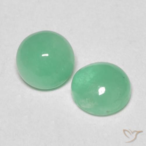 Gemas de Esmeralda Verde helecho natural de 0.85 ct, Redondo, Translúcido