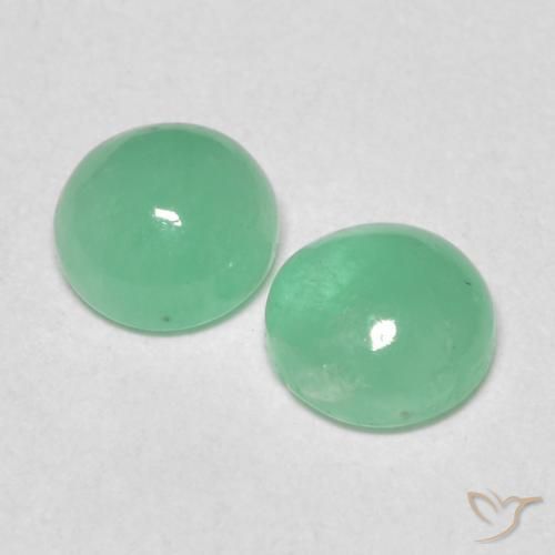 Gemas de Esmeralda Verde helecho natural de 0.85 ct, Redondo, Translúcido