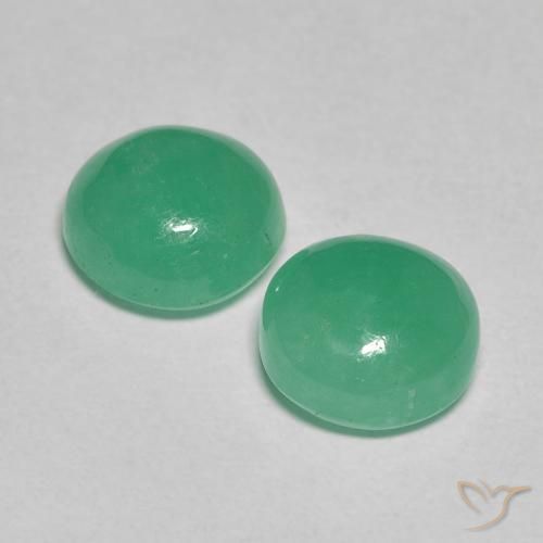 Gemas de Esmeralda Verde claro medio natural de 2.54 ct, Redondo, Translúcido
