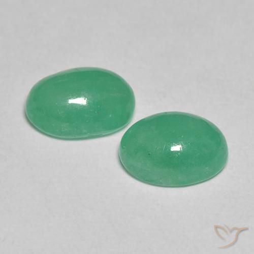 Gemas de Esmeralda Verde claro medio natural de 1.64 ct, Ovalada, Translúcido