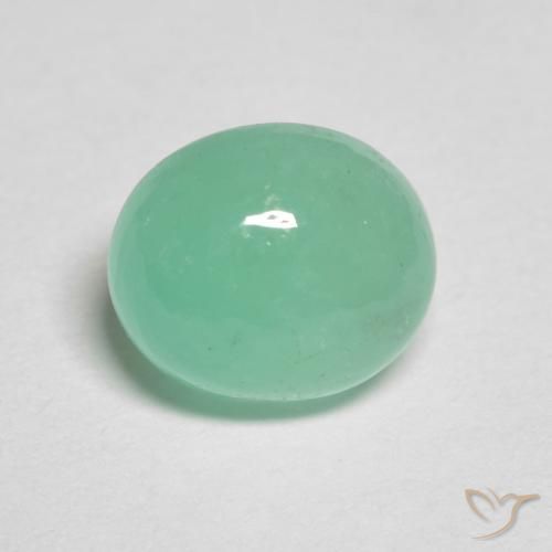 Esmeralda Verde helecho natural de 1.40 ct, Ovalada, Translúcido