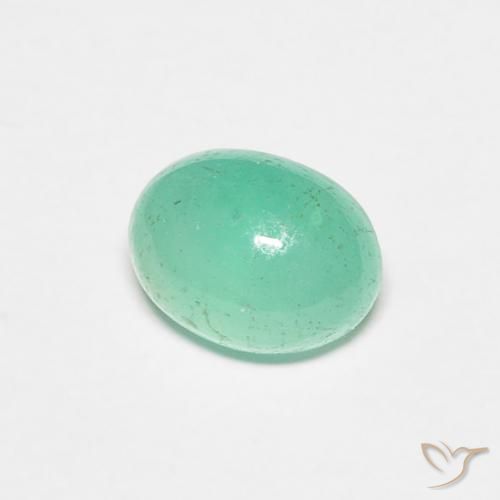 Esmeralda Verde claro natural de 0.91 ct, Ovalada, Translúcido
