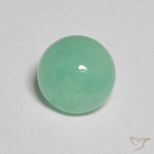 Esmeralda Verde claro natural de 1.18 ct, Redondo, Translúcido