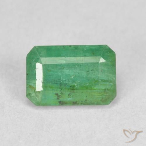 0.63ct Natural Verde amarillento Esmeralda, Corte Octágono / Esmeralda, SI, Photo A