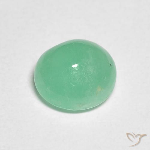 Esmeralda Verde pistacho natural de 0.88 ct, Redondo, Translúcido
