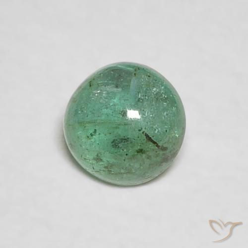 Esmeralda Verde claro medio natural de 0.32 ct, Redondo, Transparente