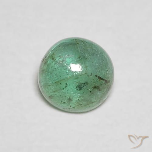 Esmeralda Verde claro medio natural de 0.32 ct, Redondo, Transparente