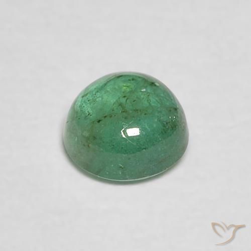 Esmeralda Verde claro medio natural de 0.43 ct, Redondo, Transparente