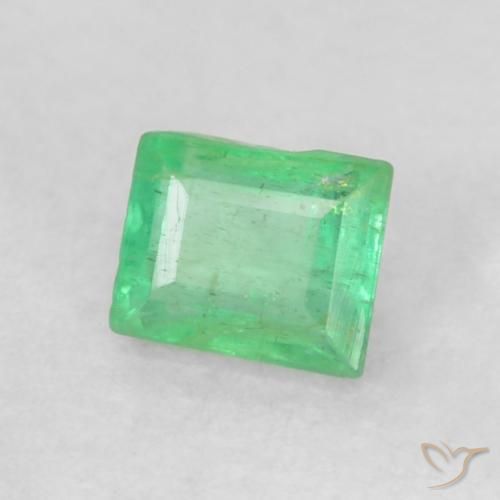 Esmeralda Verde trébol claro natural de 0.18 ct, Corte Baguette, VS