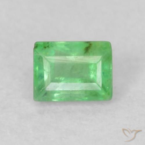 0.16ct Natural Verde trébol claro Esmeralda, Corte Baguette, VS-SI