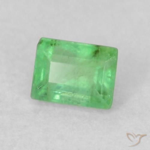 Esmeralda Verde trébol claro natural de 0.16 ct, Corte Baguette, VS-SI