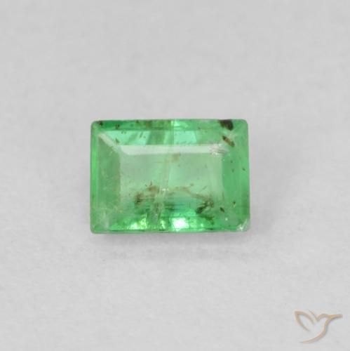 Esmeralda verde natural de 0,19 ct, baguette, VS