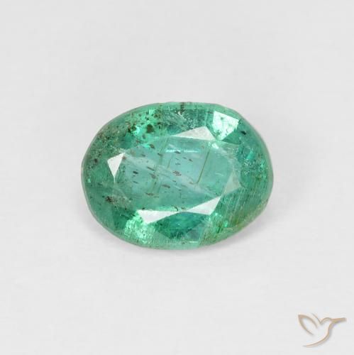 1.09ct Natural Verde frío Esmeralda, Ovalada, VS-SI